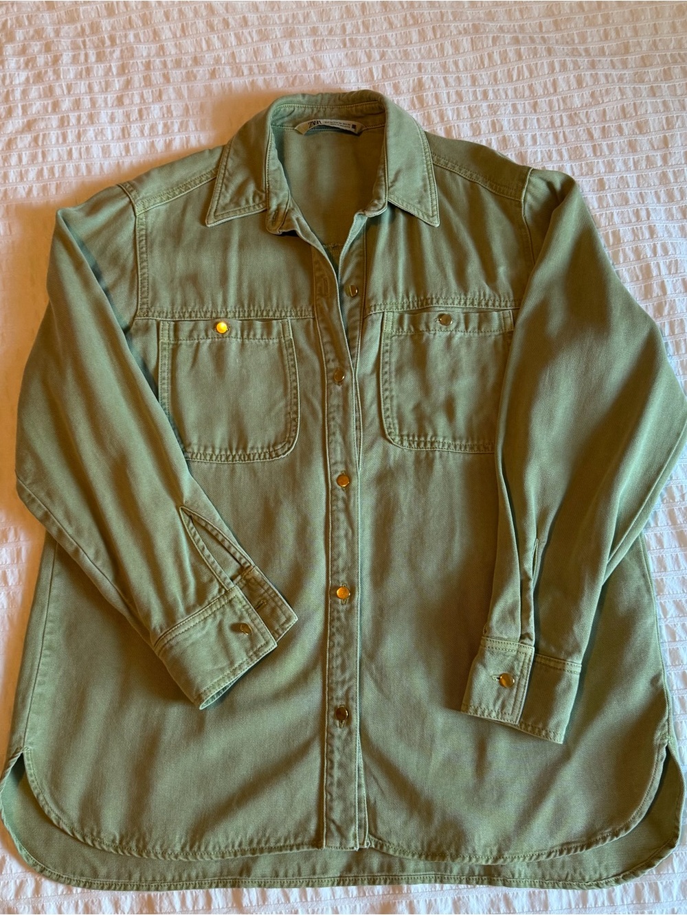 Womens Olive Green Utility Shirt Jacket